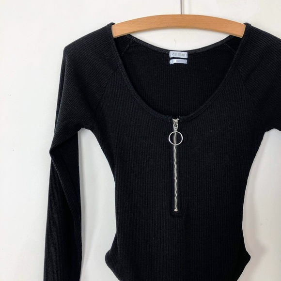 Out from Under Bree Zip-Up Bodysuit Black Long Slv - Picture 7 of 8